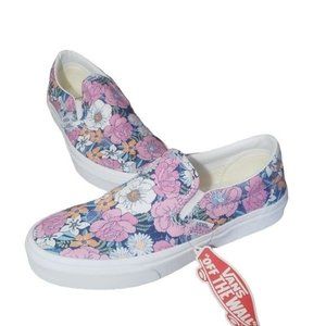 Vans Shoes New Vans Classic Slip On Retro Floral Pink Blue
